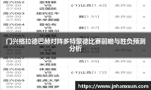 门兴格拉德巴赫对阵多特蒙德比赛前瞻与胜负预测分析